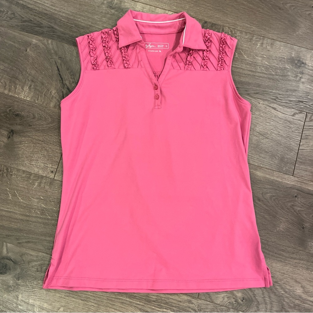 Lady Hagen Golf Polo Shirt Size S Small Pink Ruffle